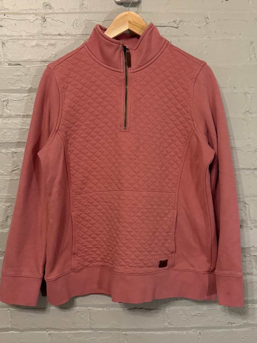 LL Bean Quilted Quarter Jacket Pullover Sweater Pink